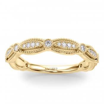 Antique Style Diamond Wedding Band Ring 18K Yellow Gold (0.20ct)